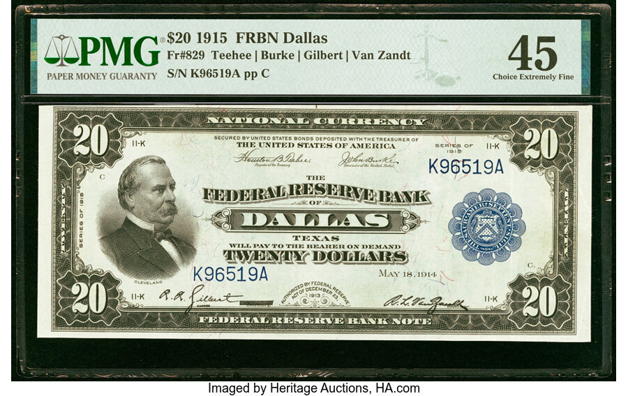image for: Fr. 829 $20 1915 Federal Reserve Bank Note PMG Choice Extremely Fine 45....