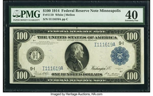 image for: Fr. 1119 $100 1914 Federal Reserve Note PMG Extremely Fine 40....