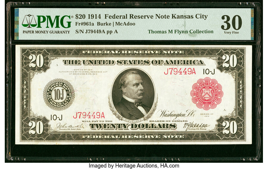 image for: Fr. 961a $20 1914 Red Seal Federal Reserve Note PMG Very Fine 30....