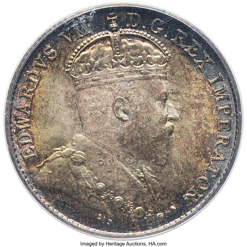 image for: Canada: Edward VII "Round Leaves - Bow Tie" 5 Cents 1909 MS67 PCGS,...