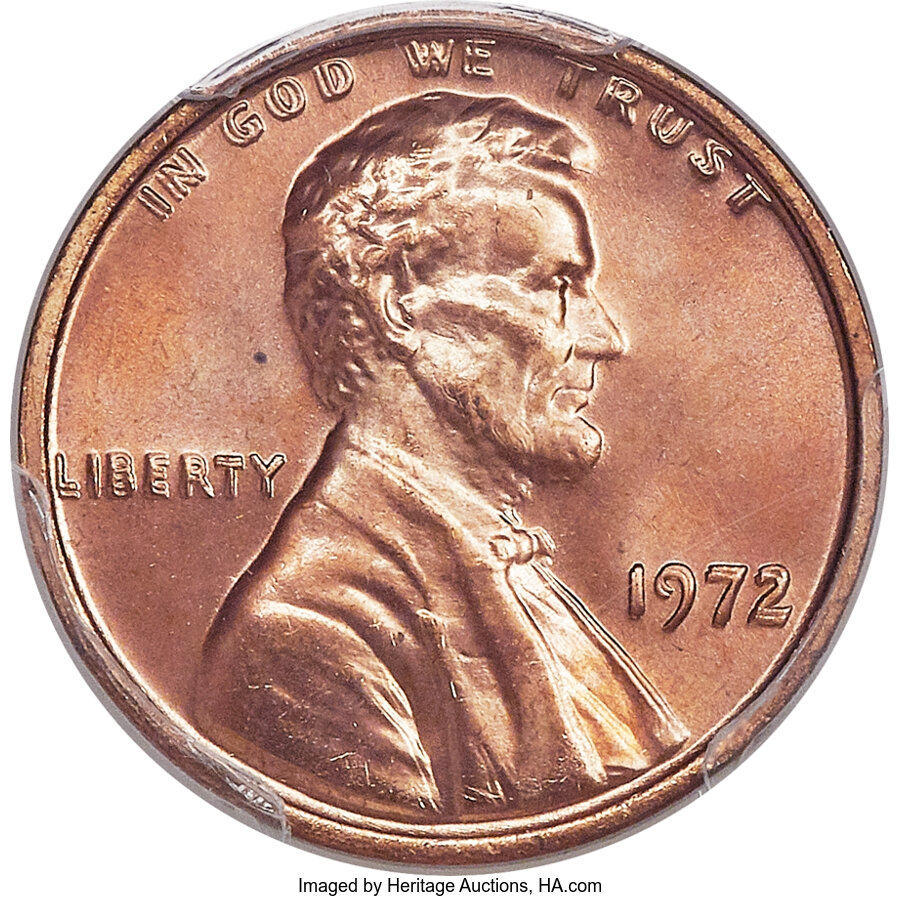 image for: 1972 1C Doubled Die Obverse, FS-101, MS67 Red PCGS. PCGS Population: (3/0).  Mintage 75,000....