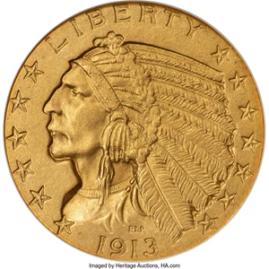 image for: 1913 $5 JD-1, Low R.5, PR66 NGC....