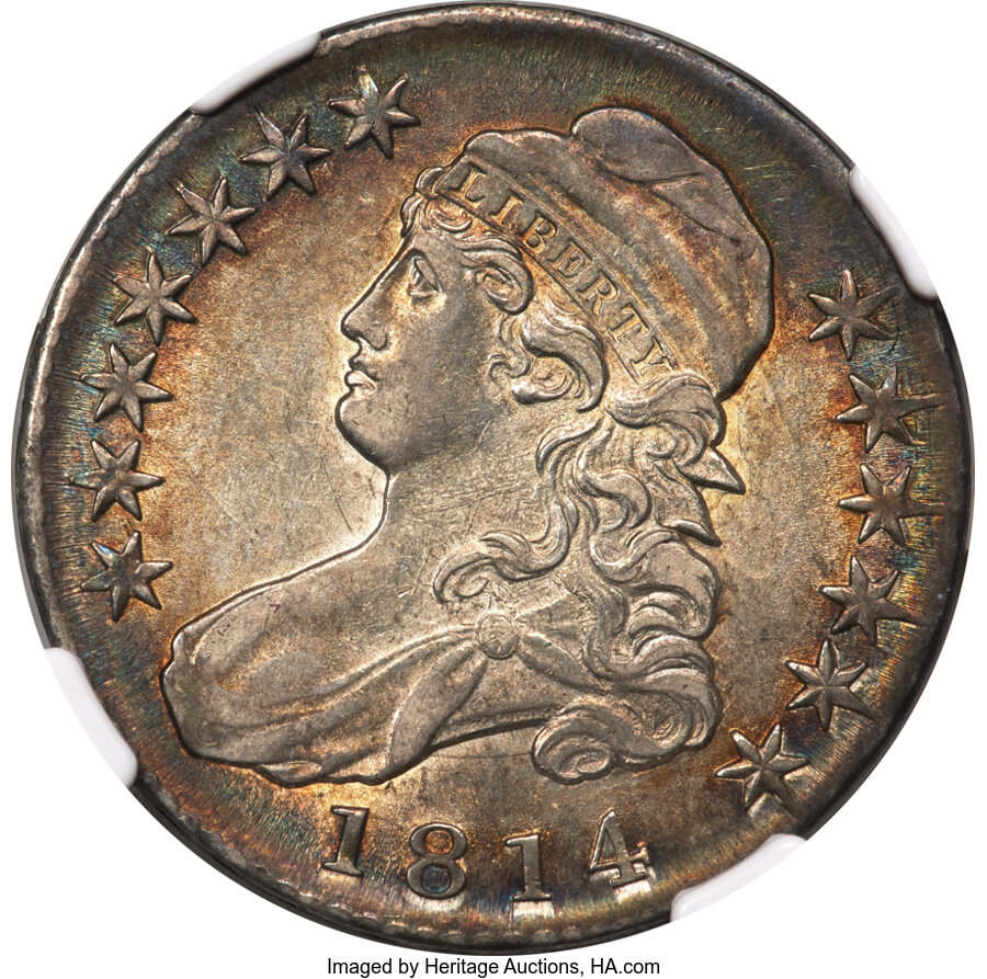 image for: 1814 50C O-102a, R.2, AU55 NGC....