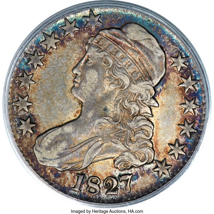 image for: 1827 50C Square Base 2, O-138, R.4, XF45 PCGS....