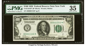 image for: Fr. 2150-B* $100 1928 Federal Reserve Star Note. PMG Choice Very Fine 35....
