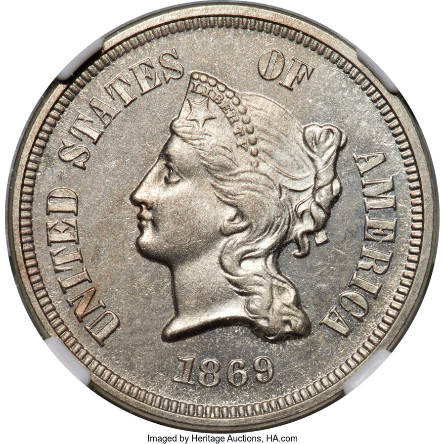 image for: 1869 5C Five Cent, Judd-684, Pollock-763, R.5, PR62 NGC....