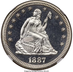 image for: 1887 25C PR67 Cameo NGC. Briggs 2-B....