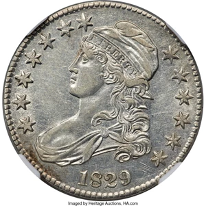 image for: 1829 50C Small Letters, O-112, R.1, AU53 NGC....
