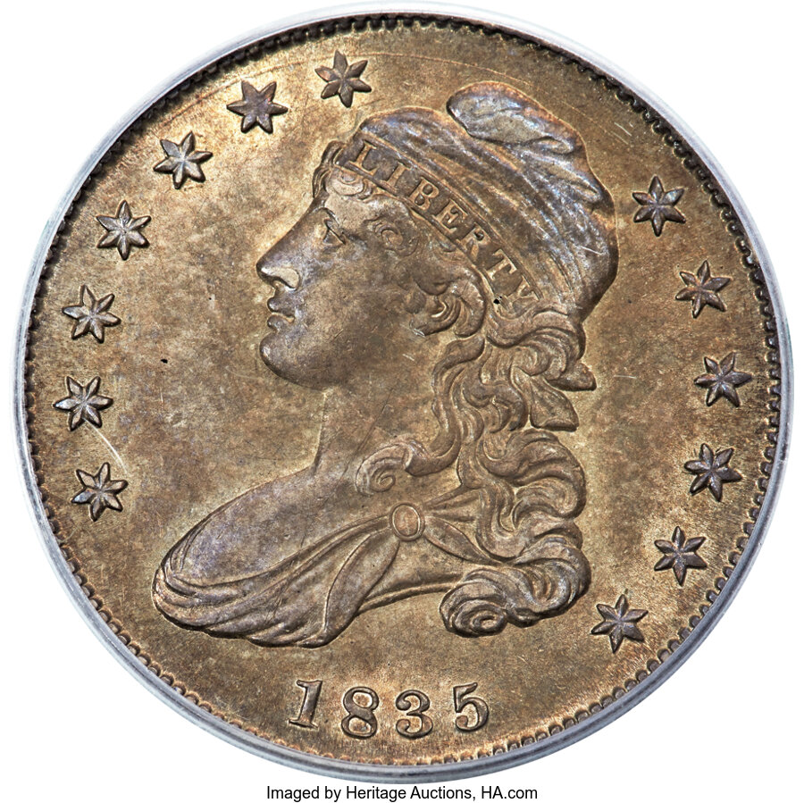 image for: 1835 50C O-108, R.3, AU55 PCGS....