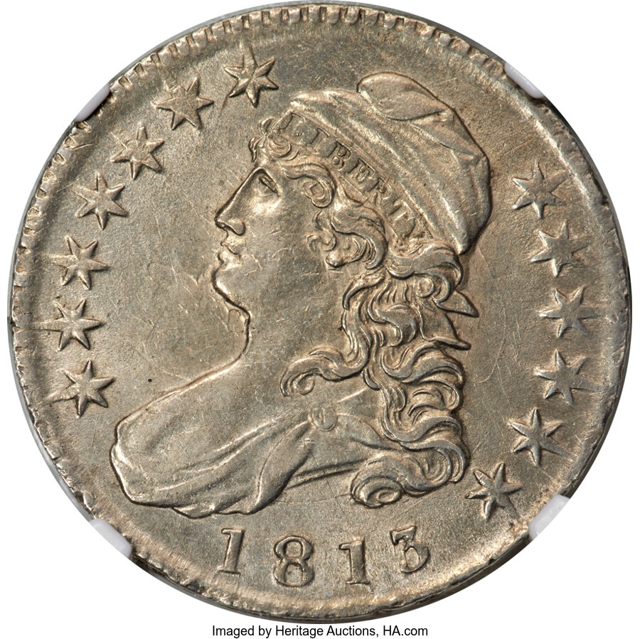 image for: 1813 50C O-104, R.4, AU55 NGC....