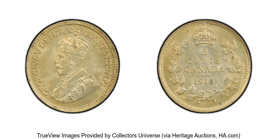 image for: Canada: George V 5 Cents 1916 MS64 PCGS,...