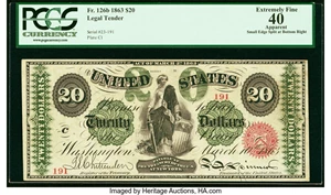 image for: Fr. 126b $20 1863 Legal Tender PCGS Apparent Extremely Fine 40....
