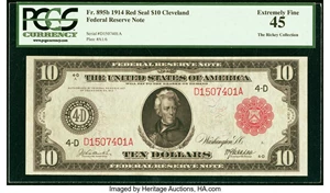 image for: Fr. 895b $10 1914 Red Seal Federal Reserve Note PCGS Extremely Fine 45....