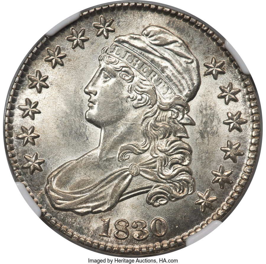 image for: 1830 50C Small 0, O-110, R.3, AU58 NGC....