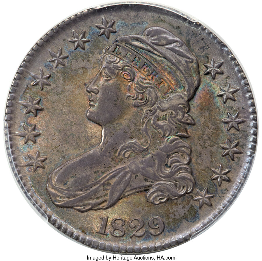 image for: 1829 50C Small Letters, O-108, Low R.4, AU58 PCGS....