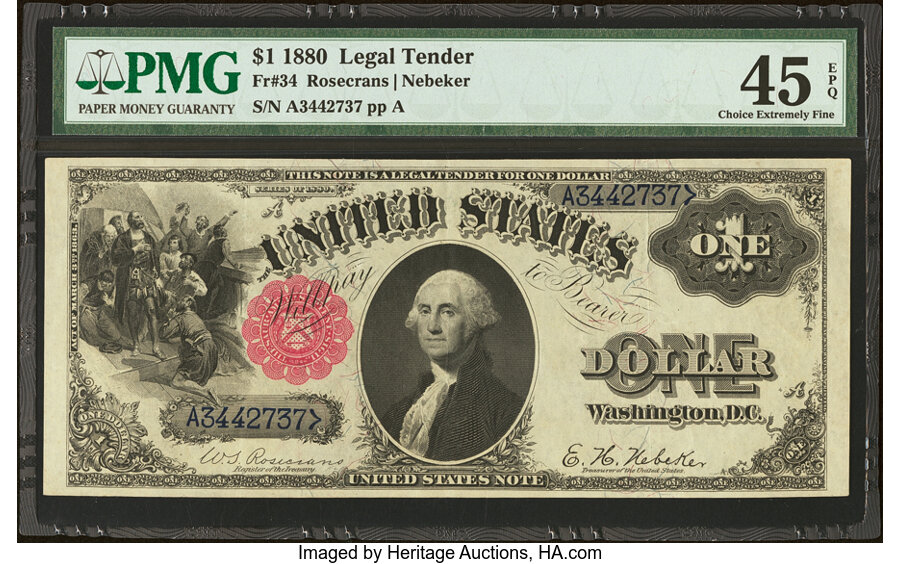 image for: Fr. 34 $1 1880 Legal Tender PMG Choice Extremely Fine 45 EPQ....