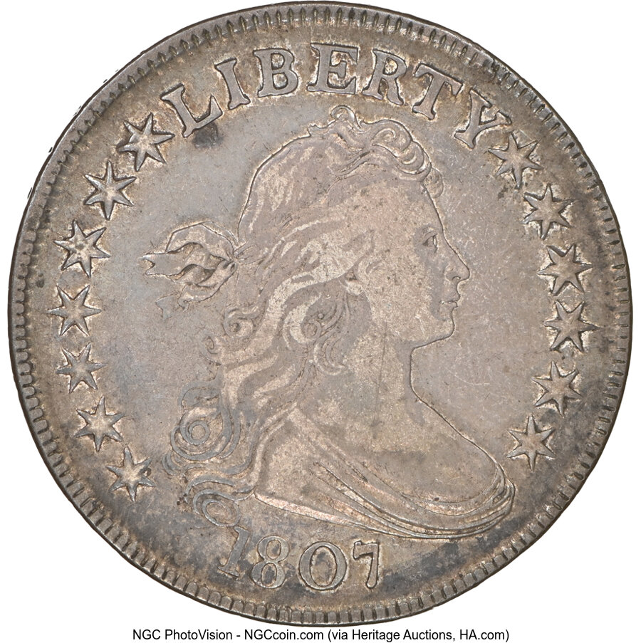 image for: 1807 50C Draped Bust, O-110a, T-3, R.2, VF35 NGC. CAC. CAC Population: (3/2). ...