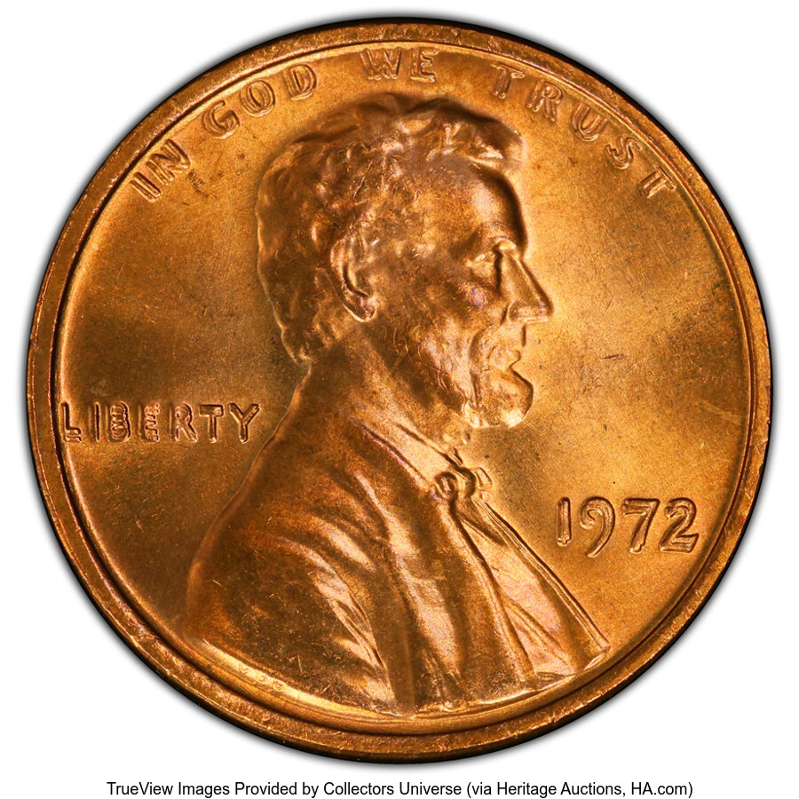 image for: 1972 1C Doubled Die Obverse, FS-101, MS66 Red PCGS. PCGS Population: (31/3).  Mintage 75,000. ...