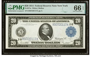 image for: Fr. 971a $20 1914 Federal Reserve Note PMG Gem Uncirculated 66 EPQ....