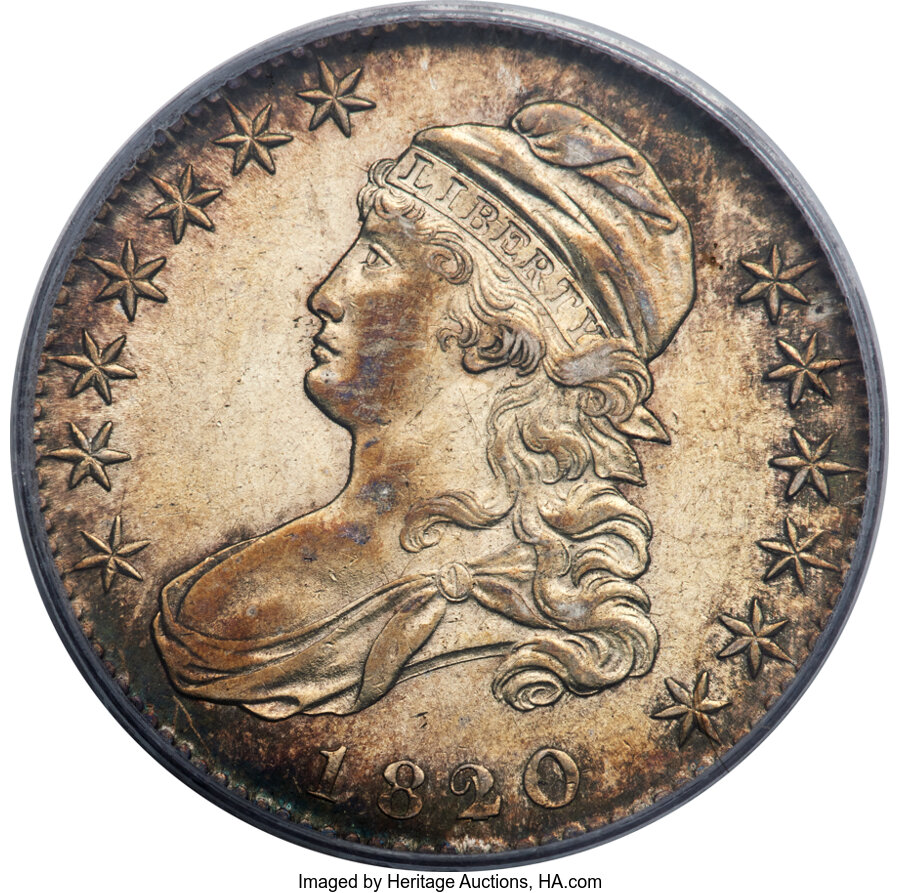 image for: 1820/19 50C Square Base 2, O-101a, R.2, AU53 PCGS....