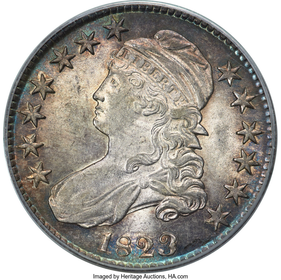 image for: 1823 50C Patched 3, O-101a, R.1, AU58 PCGS....