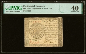 image for: Continental Currency September 26, 1778 $40 PMG Extremely Fine 40....