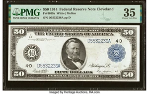 image for: Fr. 1039a $50 1914 Federal Reserve Note PMG Choice Very Fine 35....