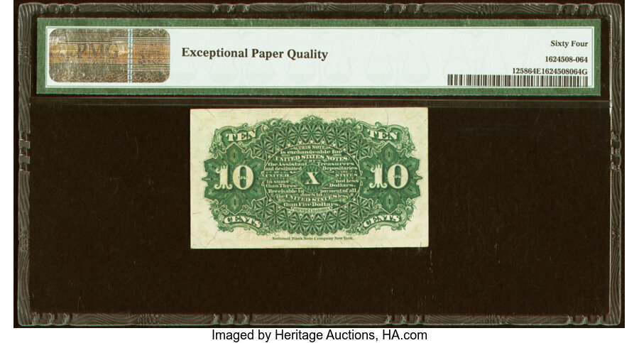 image for: Fr. 1258 10¢ Fourth Issue PMG Choice Uncirculated 64 EPQ....