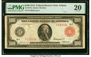 image for: Fr. 1077a $100 1914 Red Seal Federal Reserve Note PMG Very Fine 20....