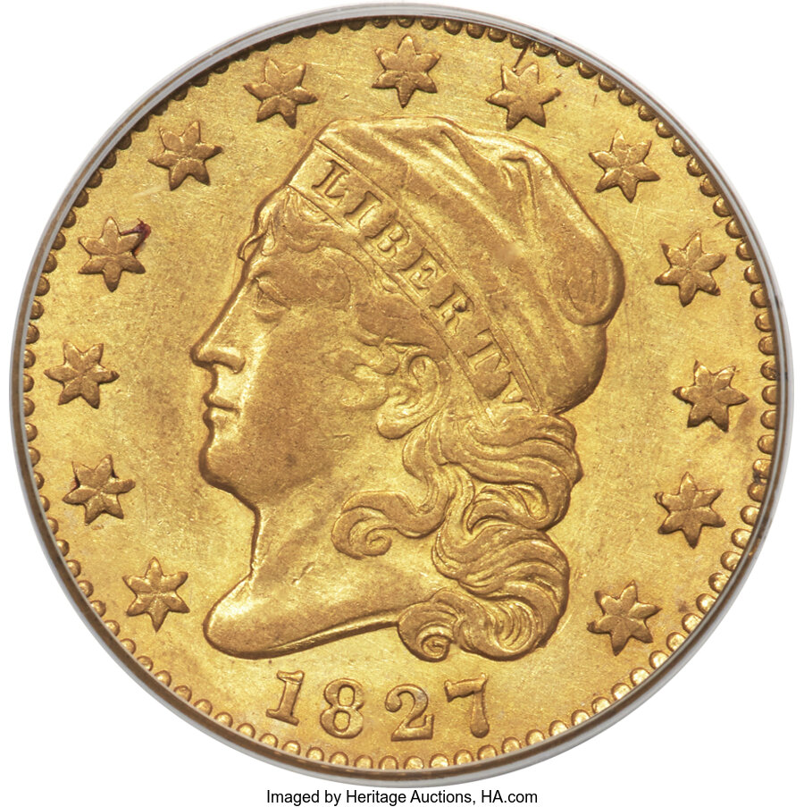image for: 1827 $2 1/2 BD-1, R.5, AU55 PCGS....