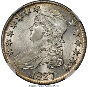 image for: 1827 50C Square Base 2, O-109, Low R.4, AU55 NGC....