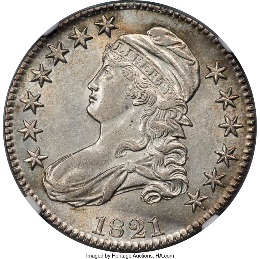 image for: 1821 50C O-103, R.1, AU58 NGC....
