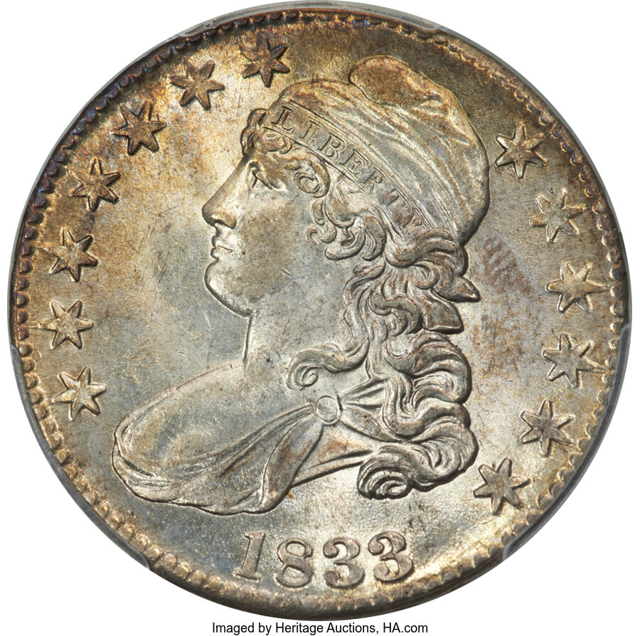 image for: 1833 50C O-110a, R.3, MS64 PCGS....