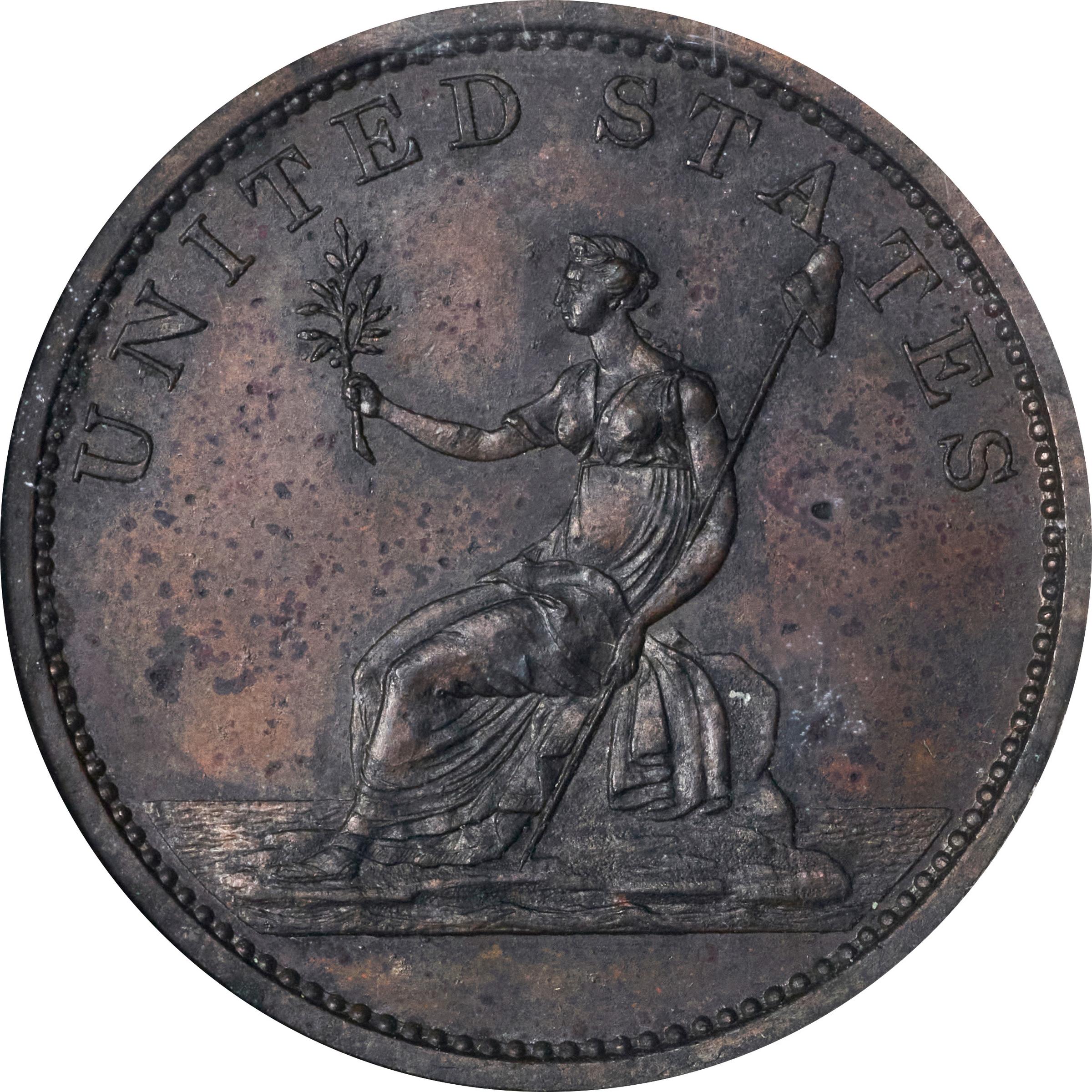image for: "1783" (ca. 1860) Washington Draped Bust Copper. Restrike. Musante GW-106B, Vlack 14-J, Baker-3E, W-10310. No Button. Copper. Plain Edge. Proof-62 BN (NGC).