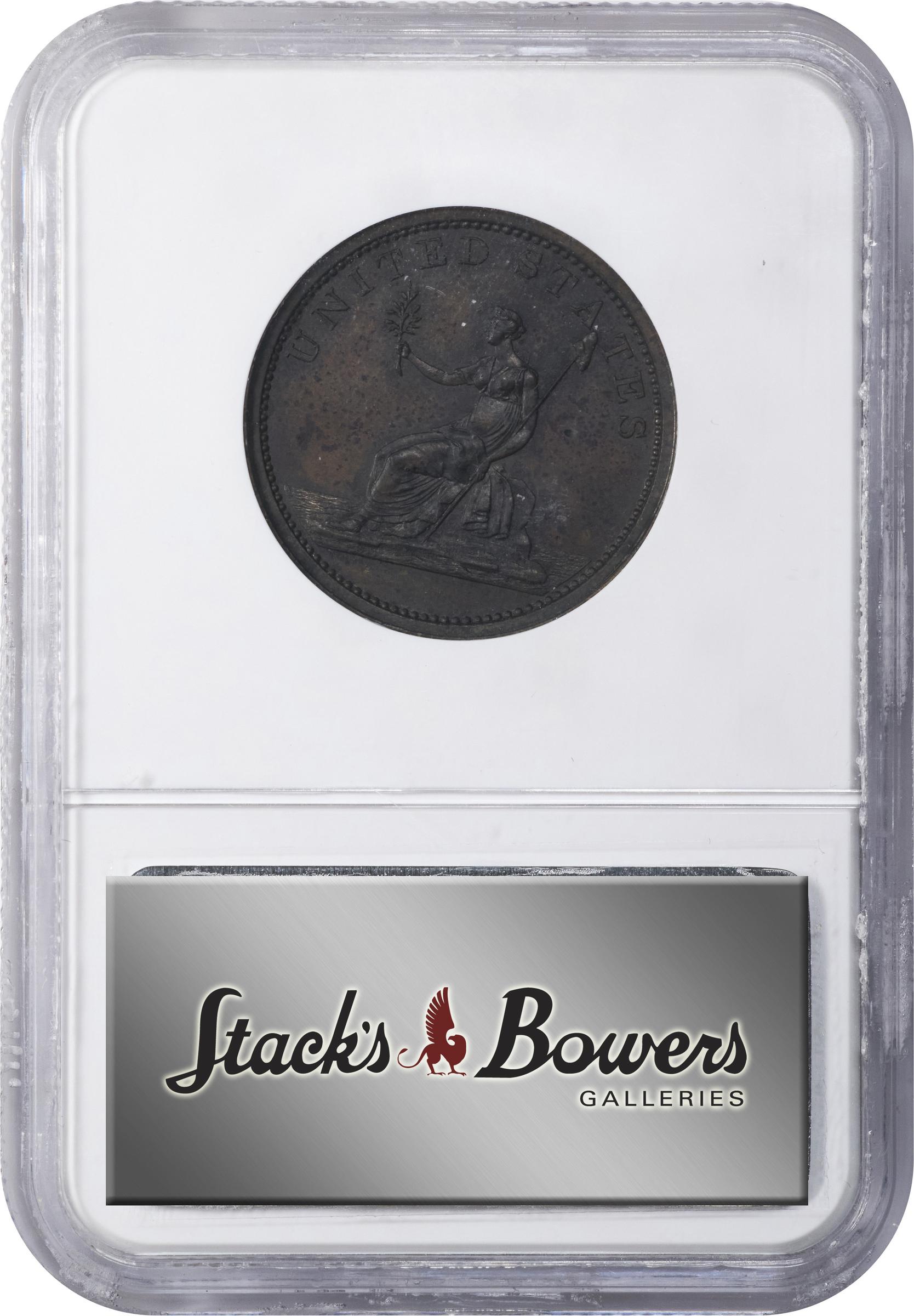 image for: "1783" (ca. 1860) Washington Draped Bust Copper. Restrike. Musante GW-106B, Vlack 14-J, Baker-3E, W-10310. No Button. Copper. Plain Edge. Proof-62 BN (NGC).