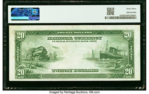 image for: Fr. 824 $20 1915 Federal Reserve Bank Note PMG Choice Uncirculated 63....