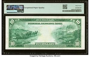 image for: Fr. 940 $10 1914 Federal Reserve Note PMG Superb Gem Unc 67 EPQ....