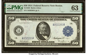 image for: Fr. 1025 $50 1914 Federal Reserve Note PMG Choice Uncirculated 63....