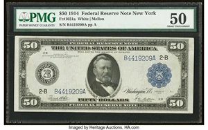 image for: Fr. 1031a $50 1914 Federal Reserve Note PMG About Uncirculated 50....