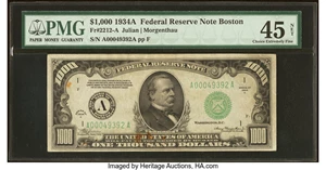 image for: Fr. 2212-A $1,000 1934A Federal Reserve Note. PMG Choice Extremely Fine 45 Net....