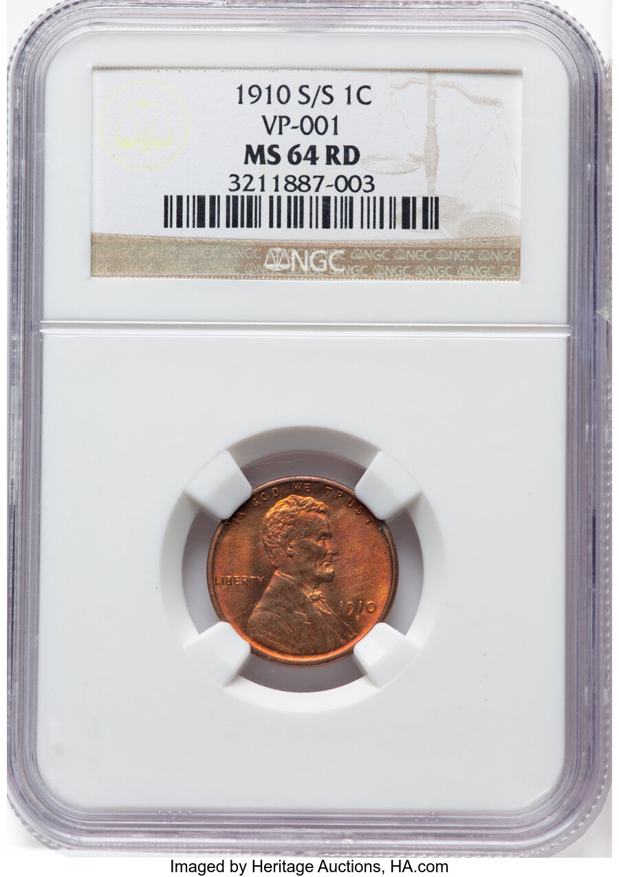 image for: 1910-S/S 1C FS-501, MS64 Red NGC. VP-001. NGC Census: (0/0). PCGS Population: (0/0). MS64. Mintage 6,045,000. ...