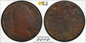 image for: 1783 Washington Georgius Triumpho Token. Musante GW-54, Baker-7, W-10100. VF Details--Environmental Damage (PCGS).
