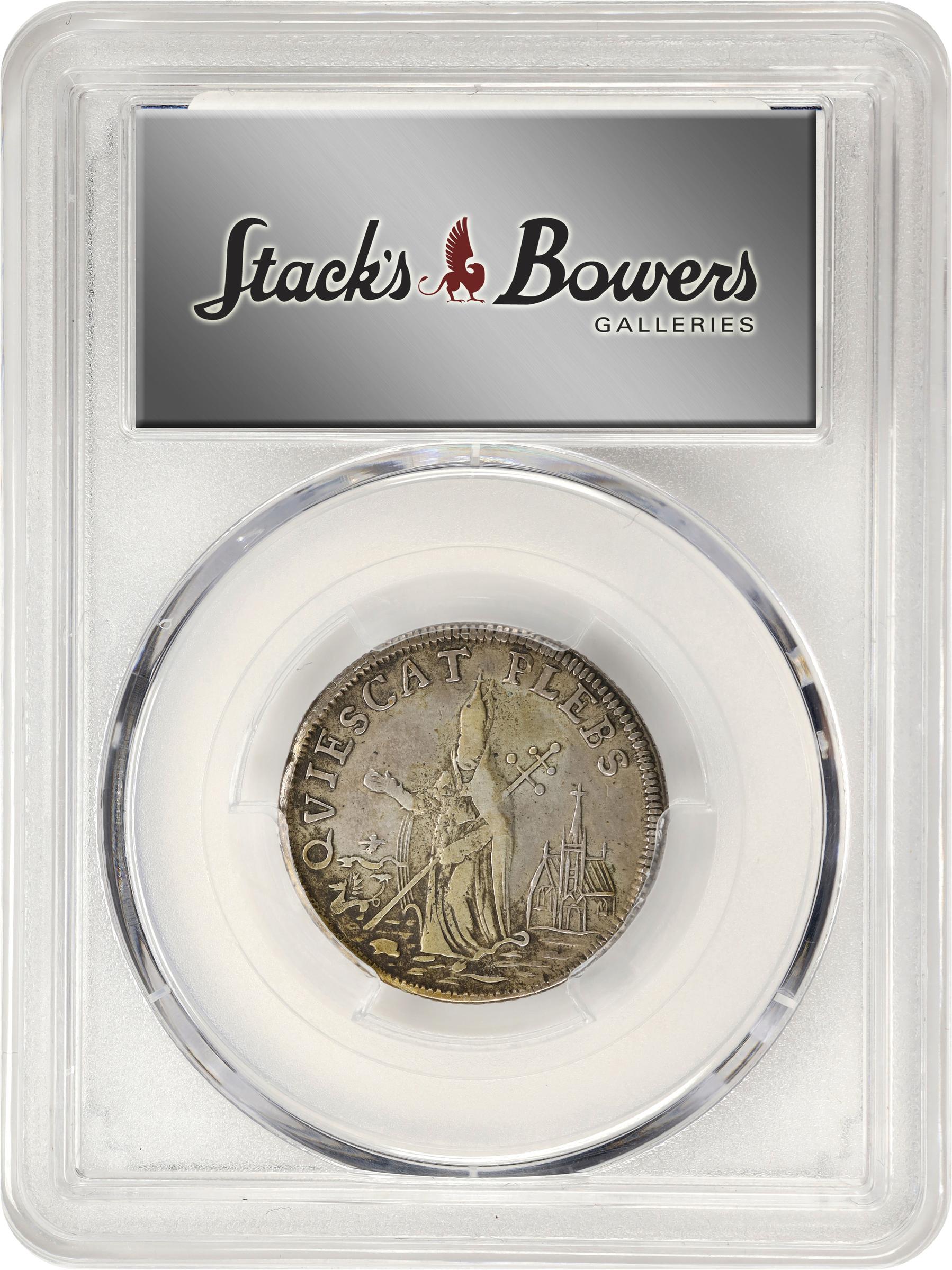 image for: Undated (ca. 1652-1674) St. Patrick Farthing. Martin 1d.1-Ba.11, W-11520. Rarity-6+. Silver. Nothing Below King. EF-45 (PCGS).