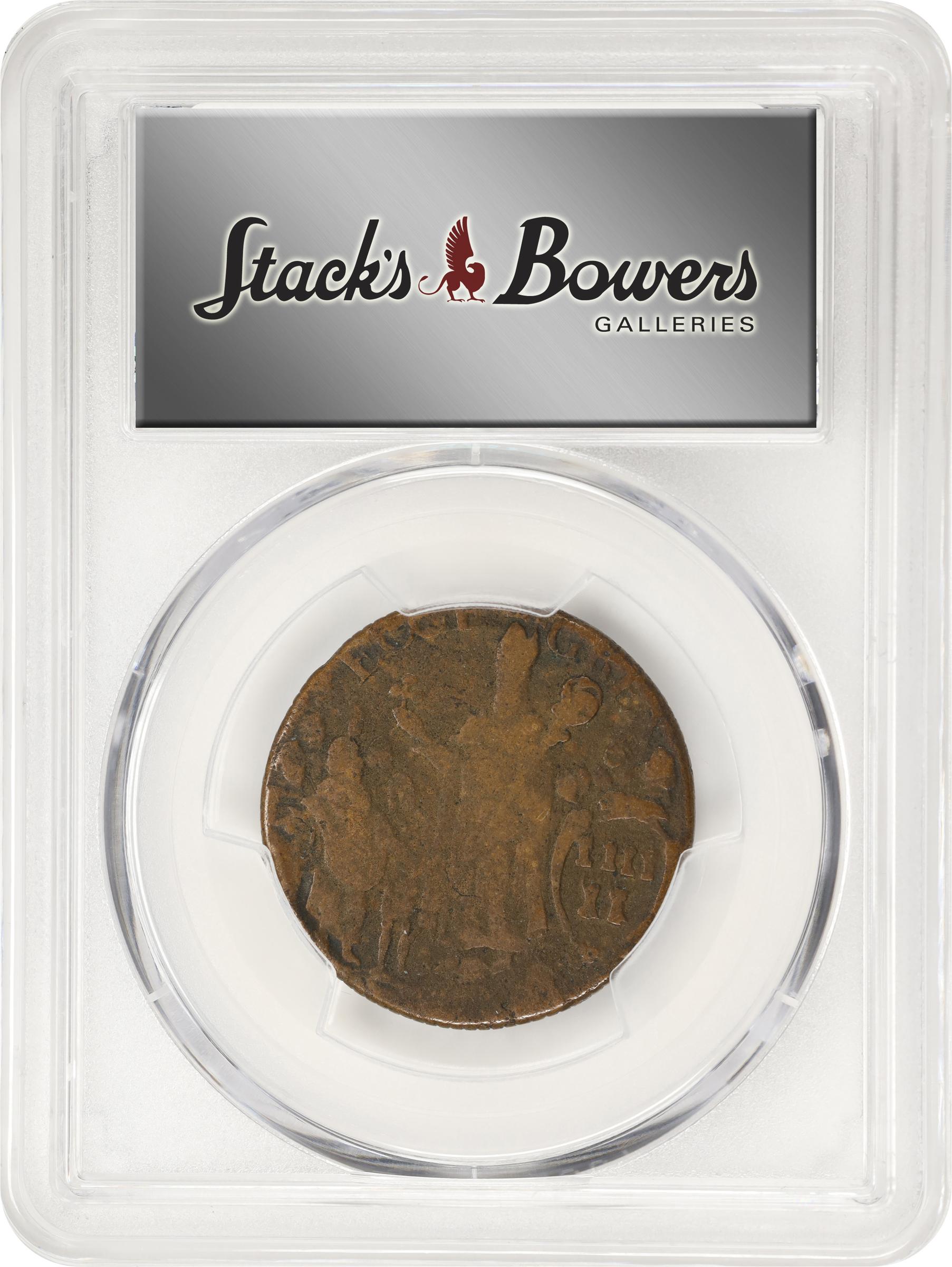 image for: Undated (ca. 1652-1674) St. Patrick Halfpenny. Martin 1-B, W-11540. Rarity-4. Large Letters. Fine Details--Environmental Damage (PCGS).