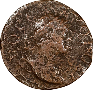image for: 1760 Voce Populi Farthing. Nelson-1, W-13800. Rarity-5. Large Letters. Very Fin, Environmental Damage.