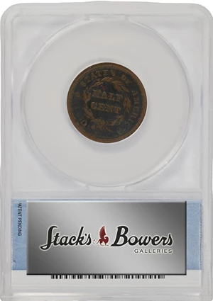 image for: 1853 Braided Hair Half Cent. C-1. Rarity-1. VF-30 Details--Corroded (ANACS).