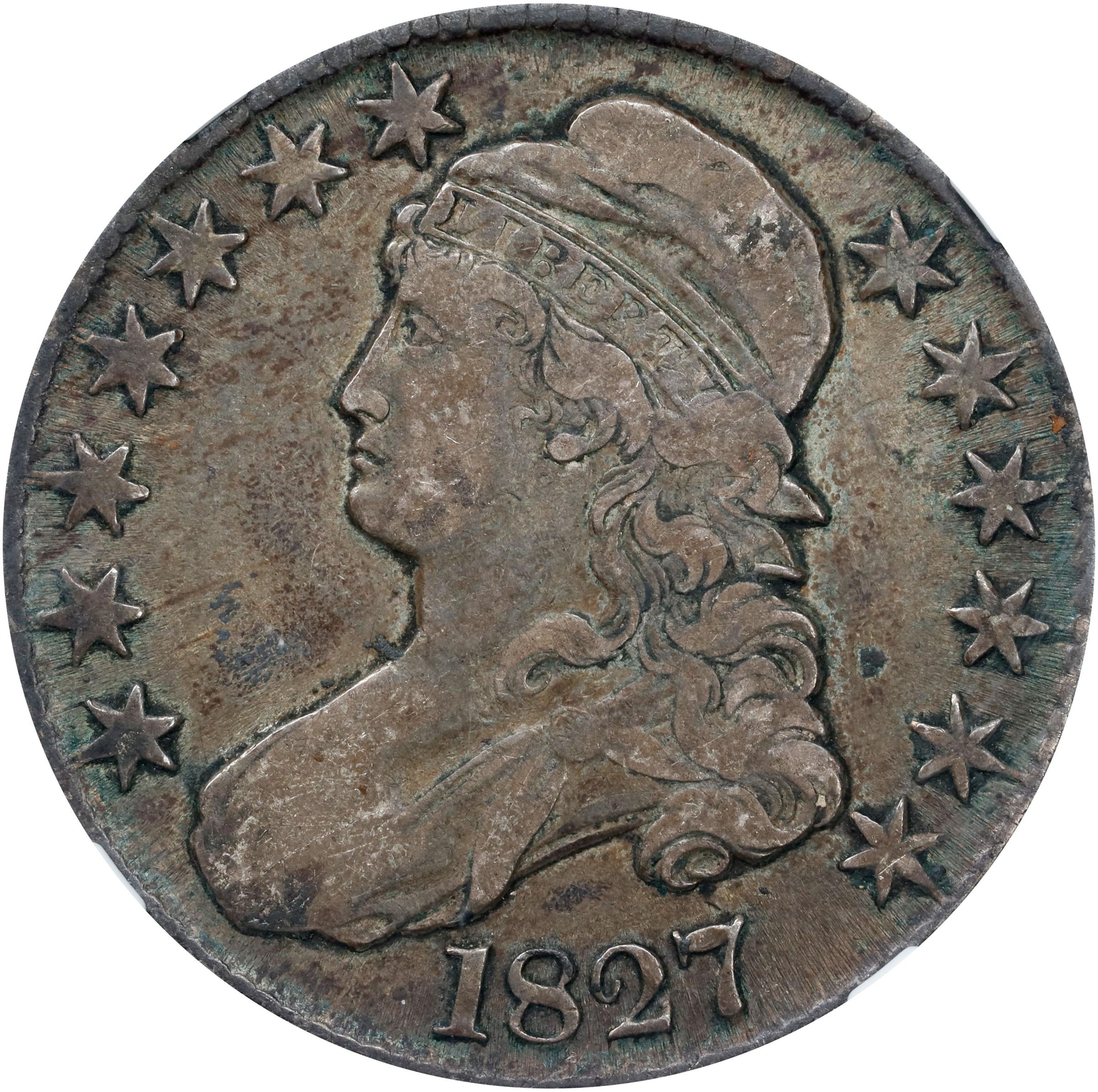 image for: 1827 Capped Bust Half Dollar. O-125. Rarity-3. Square Base 2. VF-30 (NGC).
