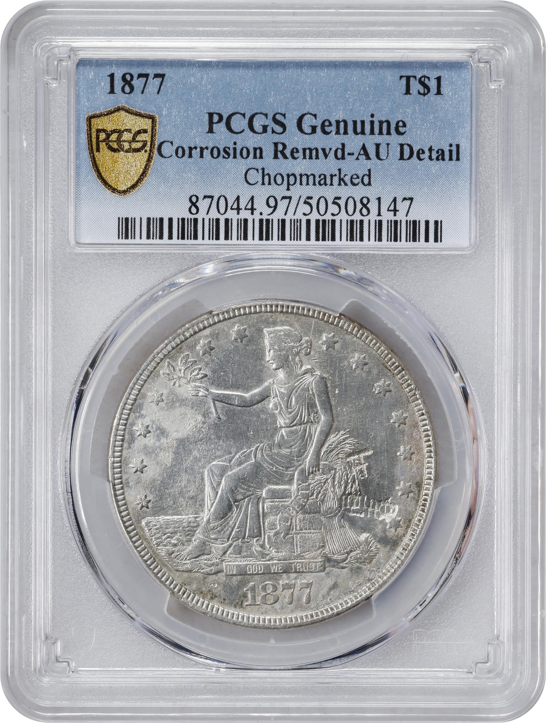 image for: 1877 Trade Dollar. AU Details--Corrosion Removed (PCGS).