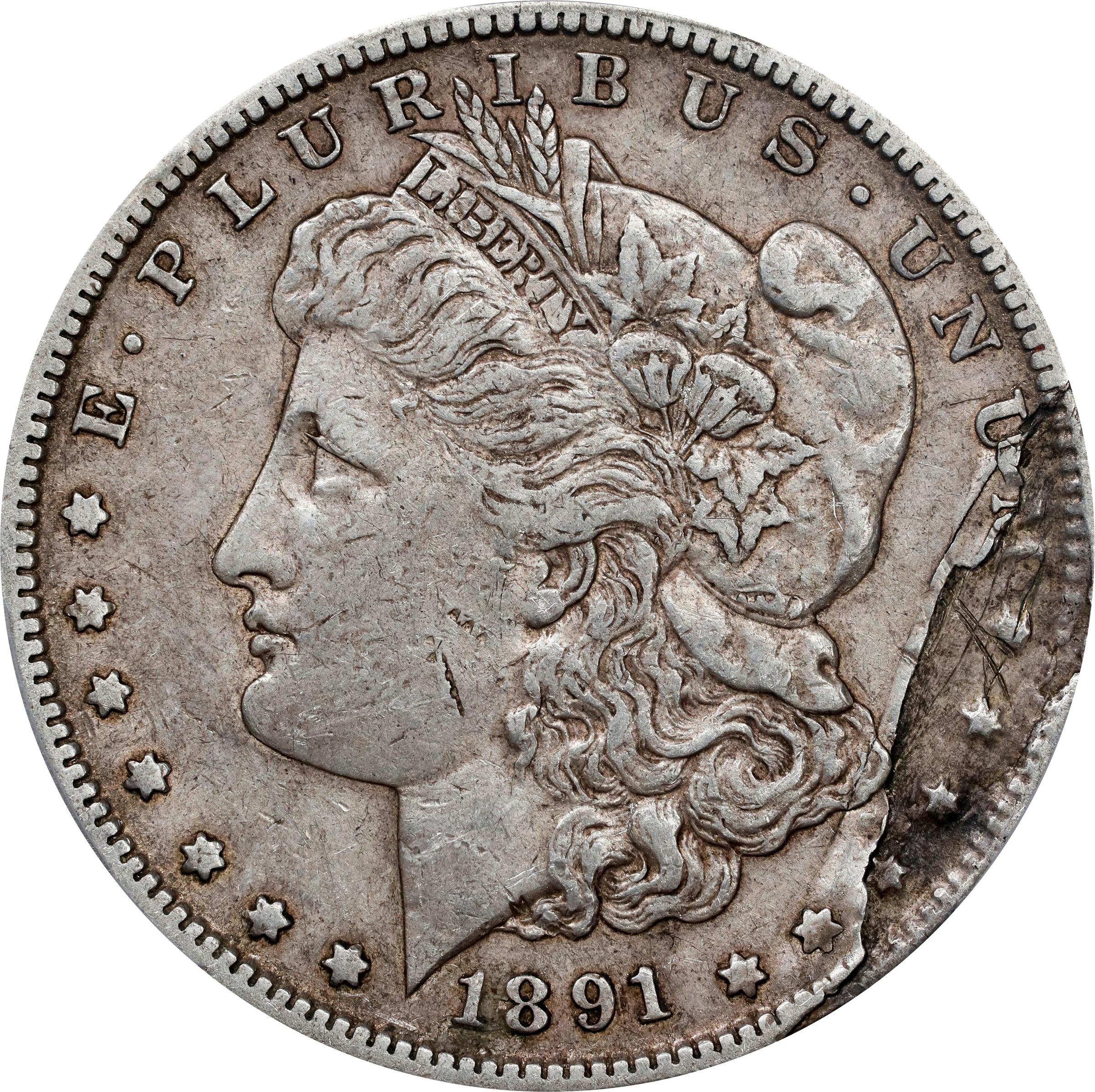 1891-S Morgan Silver Dollar. Obverse Peeling Lamination. EF-40 (PCGS).