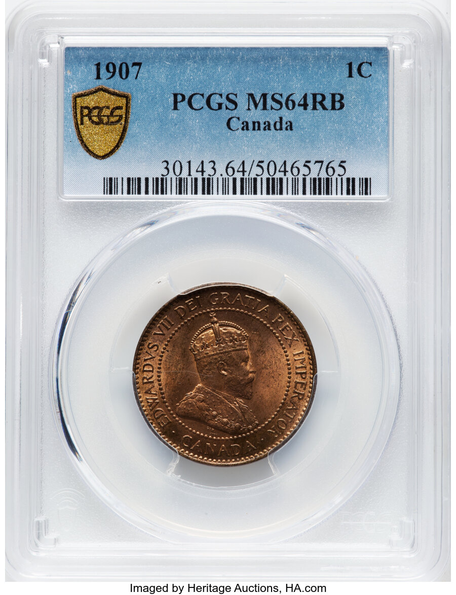 image for: Canada: Edward VII Cent 1907 MS64 Red and Brown PCGS,...